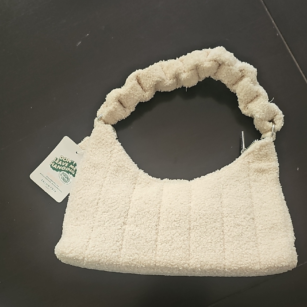 New Cream Textured Shoulder Bag